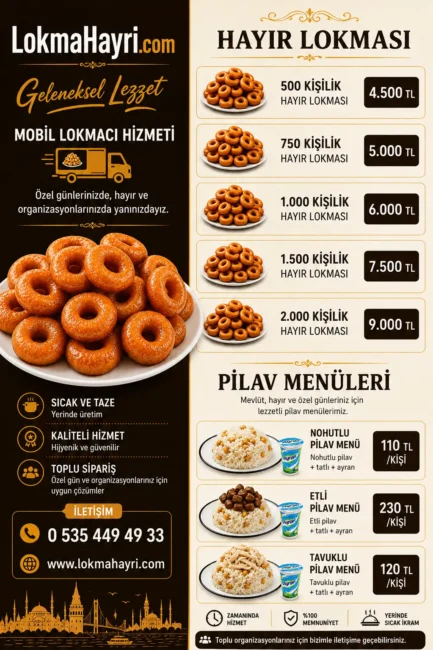 İstanbul Hayır Lokması Fiyat Listesi Menü 2026